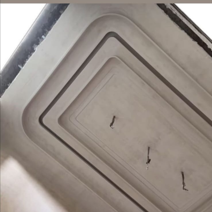 Gypsum false ceiling installation showing recessed lighting layout