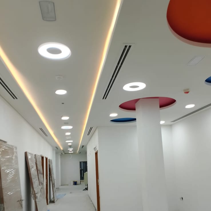 Painting and finishing work in progress at a Dubai fit-out