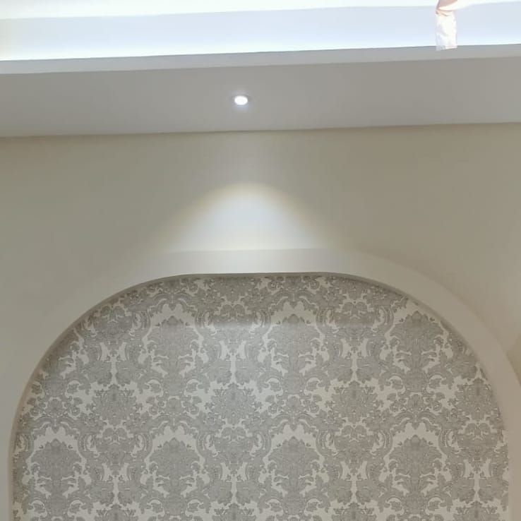 Tropical palm leaf wallpaper mural with backlit frame