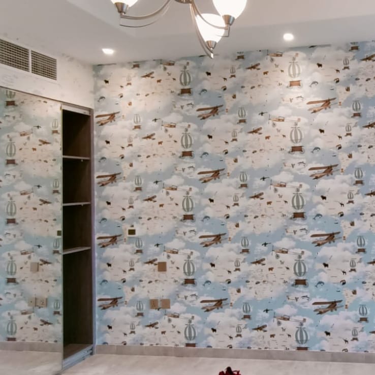 Sky-pattern mural wallpaper installation